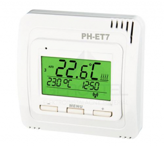 Bezdrôtový termostat - vysielač pre elektrické vykurovanie. PH-ET7-V